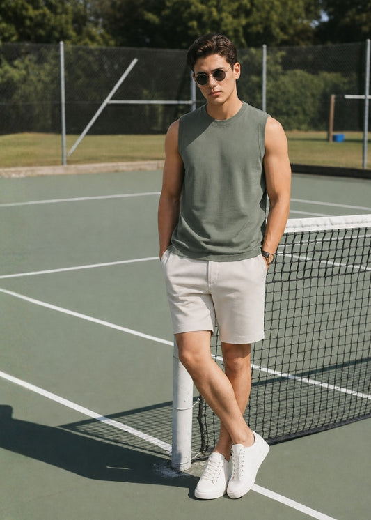 Áo 3 Lỗ Tôn Dáng FlexFit™ Cotton Mềm Mướt Co Giãn Đa Chiều Non Branded 051 Màu Xanh Lá Đậm Dáng Ôm Vừa F2