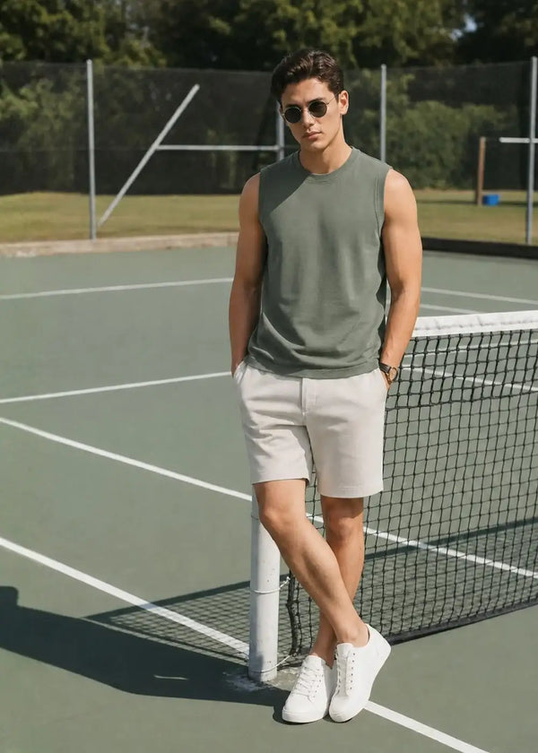 Áo Thun Tank Top FlexFit™ Cotton Mềm Mướt Co Giãn Đa Chiều Non Branded 051 Màu Xanh Lá Đậm Dáng Ôm Vừa F2