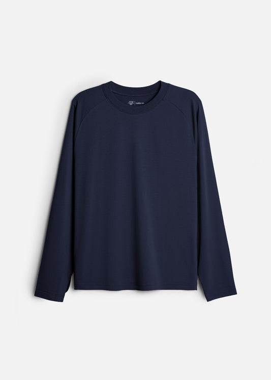 Áo Thun Tay Dài Raglan FlexFit™ Vải Mỏng Mịn Có Lỗ Xỏ Ngón Tiện Lợi Non Branded 052 Màu Xanh Dương Đậm Dáng Vừa Vặn F3