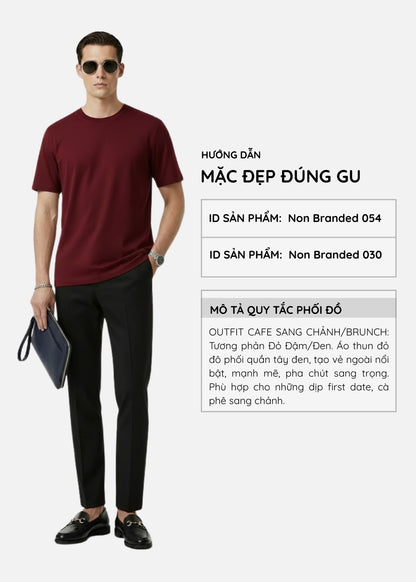 Áo Thun Slim Fit Co Giãn Non Branded 054 Đỏ Đậm
