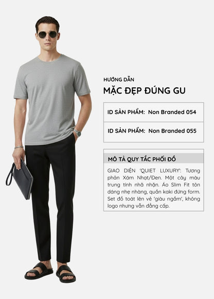 Áo Thun Slim Fit Co Giãn Non Branded 054 Xám Nhạt