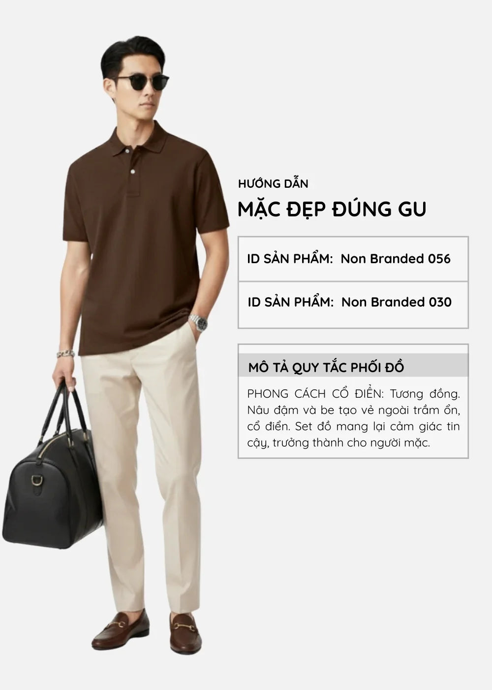 Áo Polo Pique Slim Fit ColorLock™ Khóa Màu Phối Đô Non Branded 056 Nâu Đậm