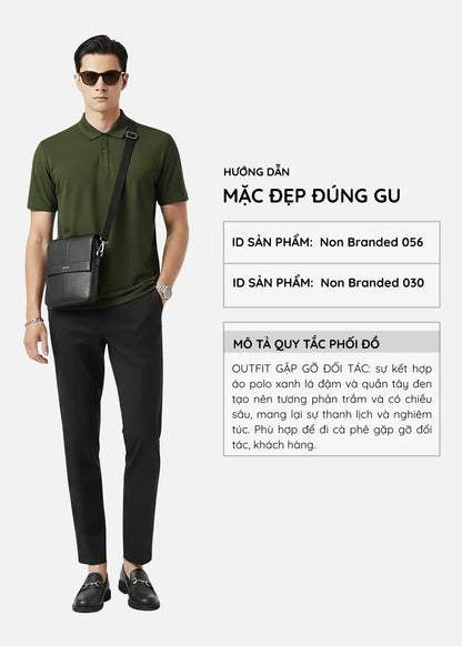 Áo Polo Pique Slim Fit ColorLock™ Khóa Màu Phối Đô Non Branded 056 Xanh Lá Đậm
