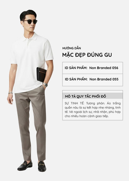 Áo polo Basic Co Giãn Thoáng Mát Non Branded 056 Trắng