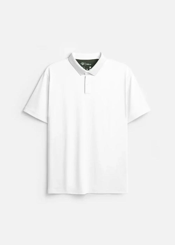 Áo Thun Cổ Polo ColorLock™ Vải Cá Sấu Phối Màu Mặc Thoáng Mát Giữ Màu Tốt Non Branded 056 Màu Trắng Dáng Ôm Vừa F2
