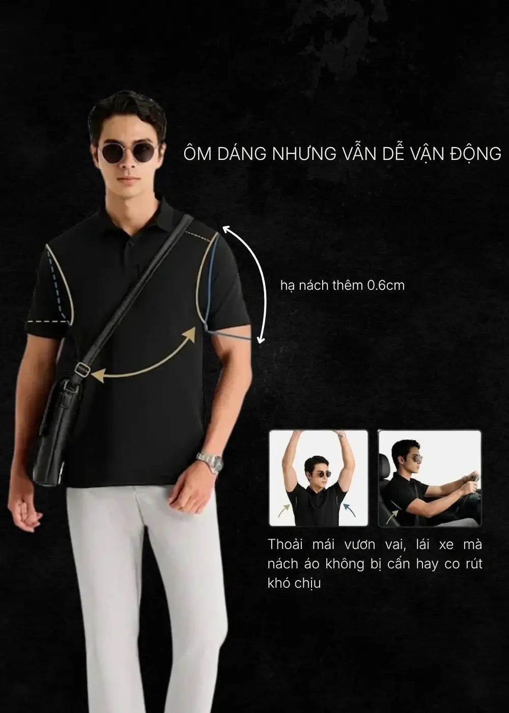 Áo Thun Cổ Polo ColorLock™ Vải Cá Sấu Phối Màu Mặc Thoáng Mát Giữ Màu Tốt Non Branded 056 Màu Nâu Đậm Dáng Ôm Vừa F2
