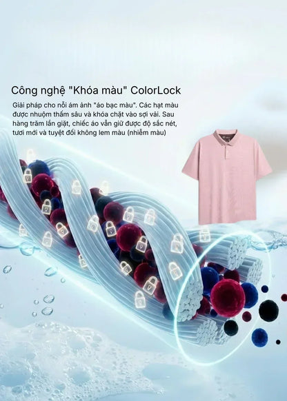 Áo Polo Pique Slim Fit ColorLock™ Khóa Màu Phối Đô Non Branded 056 Hồng