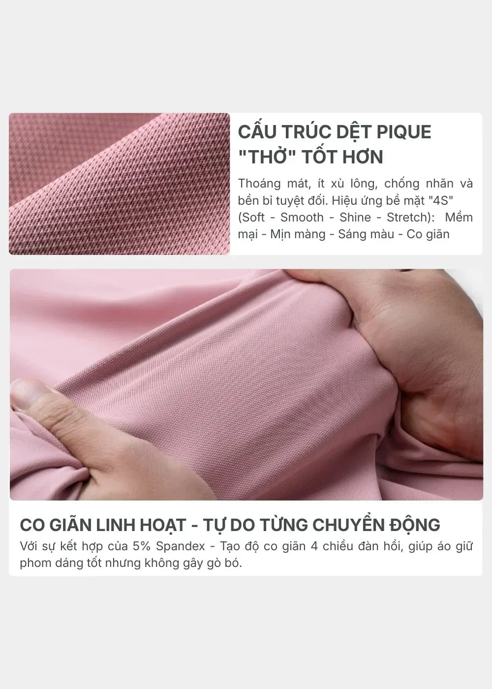 Áo Polo Pique Slim Fit ColorLock™ Khóa Màu Phối Đô Non Branded 056 Hồng