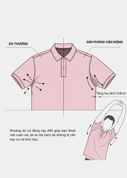 Áo Polo Pique Slim Fit ColorLock™ Khóa Màu Phối Đô Non Branded 056 Hồng