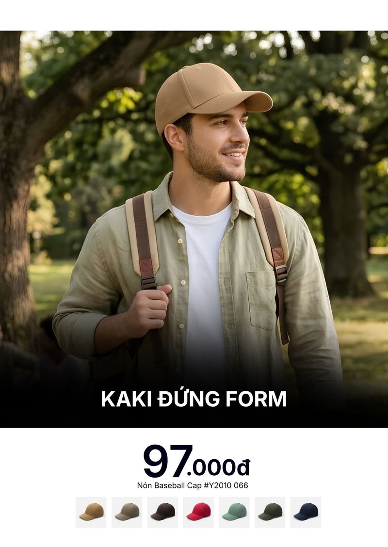 Nón Baseball Cap Kaki Đứng Form #Y2010 066 Màu Vàng Đậm
