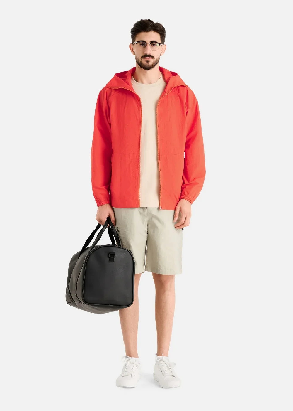 Áo Khoác Parka RainShield™ Mỏng Nhẹ Trượt Nước, Mũ Điều Chỉnh Non Branded 004 Màu Cam Đậm Dáng Rộng Rãi F4