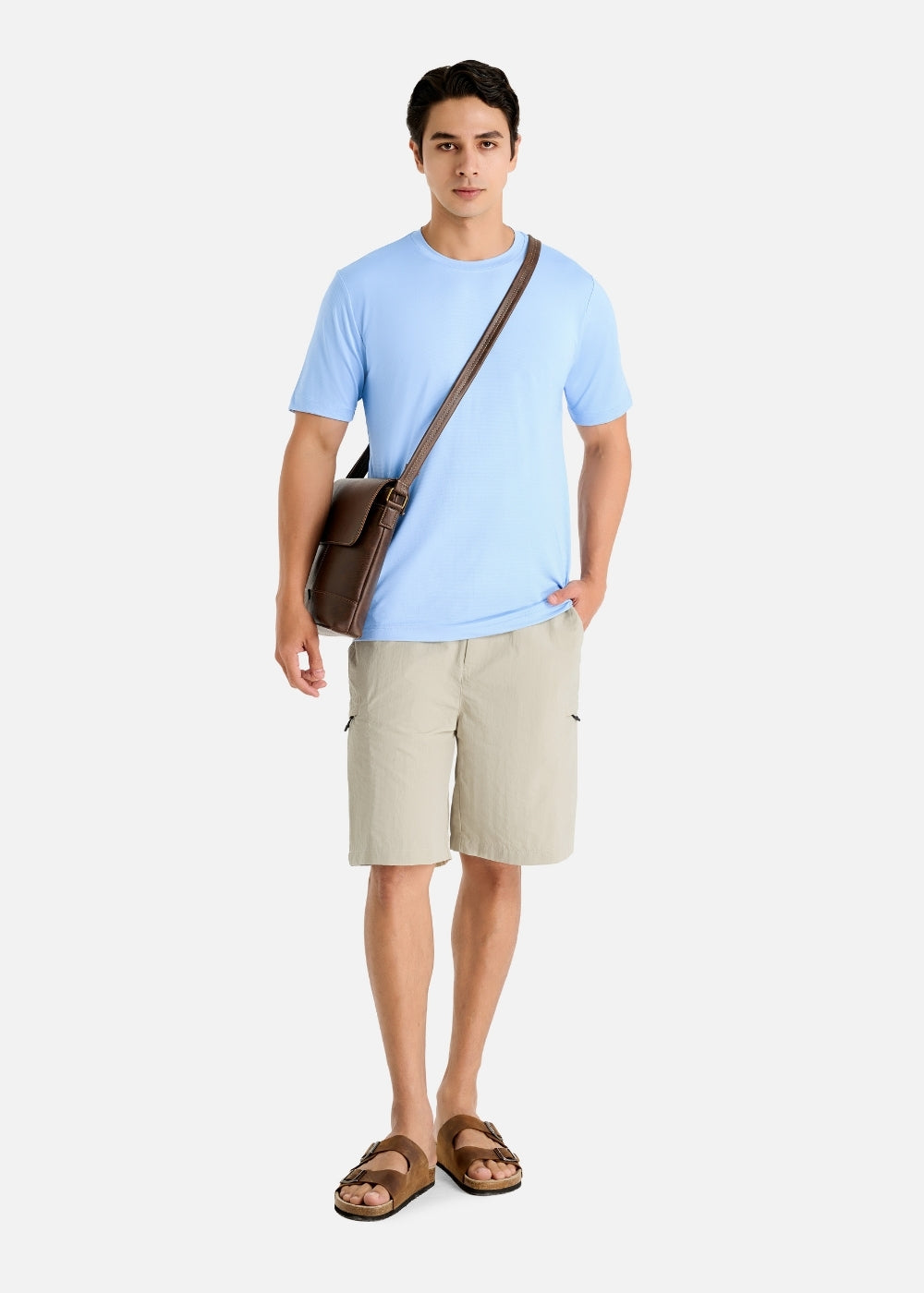 Áo Thun Tay Ngắn Pique Mát Mịn Ít Nhăn Non Branded 008 Xanh Dương Nhạt