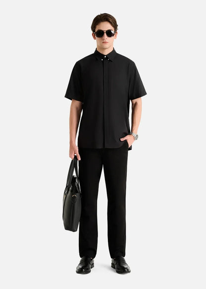 Áo Sơ Mi Tay Ngắn AirDry™ Vải Sợi Modal Mỏng Nhẹ Thoáng Khí Non Branded 033 Màu Đen Dáng Vừa Vặn F3
