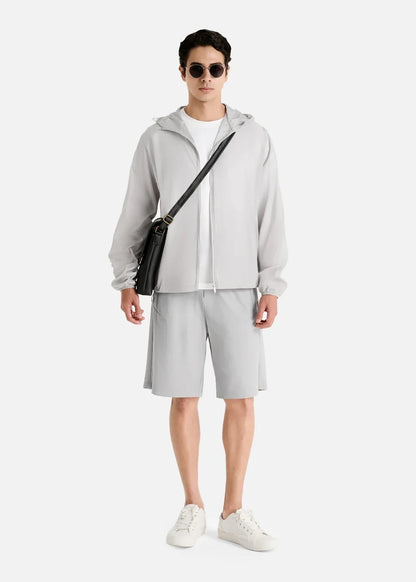 Áo Khoác Parka RainShield™ Trượt Nước Siêu Nhẹ Gấp Gọn 2 Kiểu Non Branded 046 Màu Xám Nhạt Dáng Rộng Rãi F4