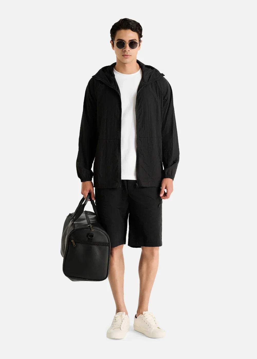 Áo Khoác Parka RainShield™ Trượt Nước Siêu Nhẹ Gấp Gọn 2 Kiểu Non Branded 046 Màu Đen Dáng Rộng Rãi F4