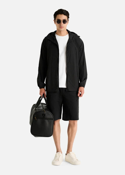 Áo Khoác Parka RainShield™ Trượt Nước Siêu Nhẹ Gấp Gọn 2 Kiểu Non Branded 046 Màu Đen Dáng Rộng Rãi F4