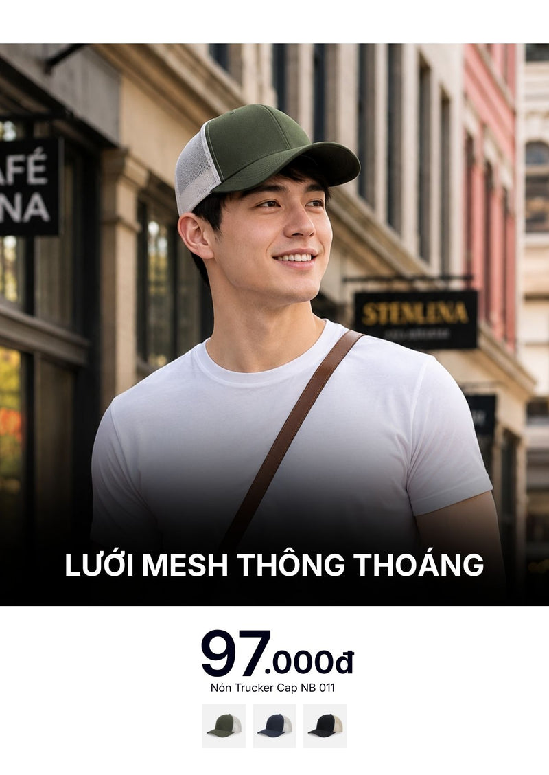 Nón Trucker Cap Mesh Thông Thoáng NB 011 Màu Xanh Dương Đậm
