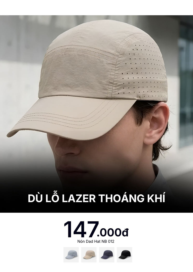 Nón Dad Hat Dù Lỗ Lazer Thoáng Khí NB 012 Màu Be