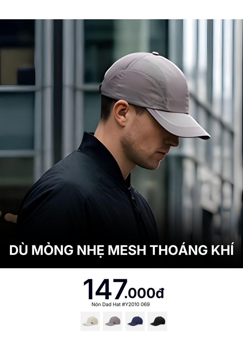 Nón Dad Hat Dù Mỏng Nhẹ Mesh Thoáng Khí #Y2010 069 Màu Nâu