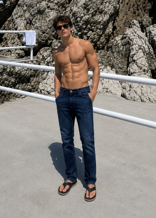 Quần Jean Vải Mềm Co Giãn Thoải Mái FlexFit™ The Original 018 Màu Xanh Dương Tối Dáng Ôm Vừa F2