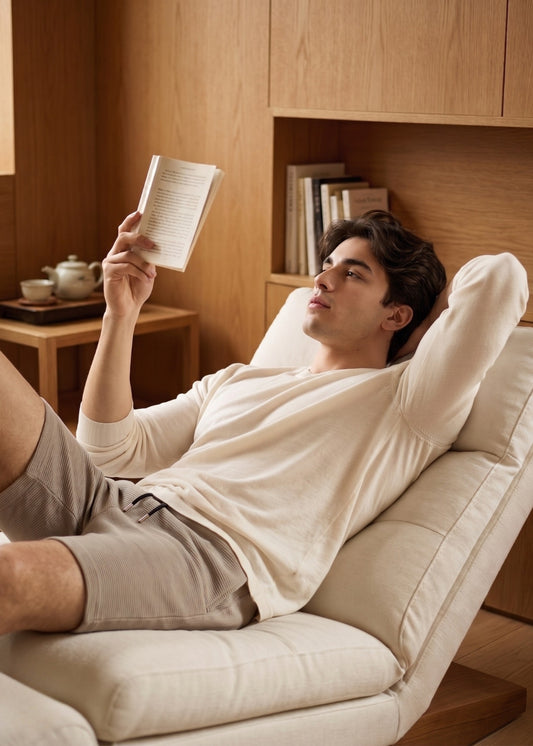 Quần Đùi Thun Tổ Ong Mặc Mát EasyCare™ Cạp Cao Giấu Bụng The Weekend 040 Màu Nâu Nhạt Dáng Rộng Rãi F4