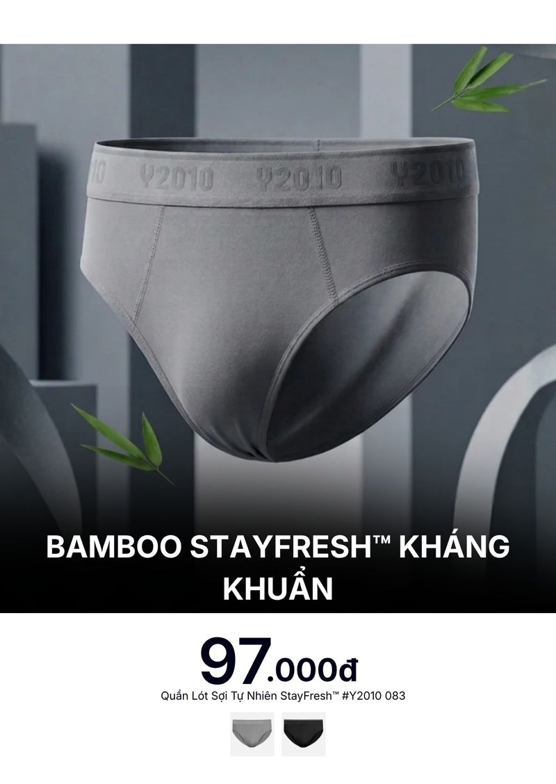 Quần Lót Sợi Tự Nhiên StayFresh™ Bambo Kháng Khuẩn #Y2010 083 Màu Xám Đậm Tam Giác