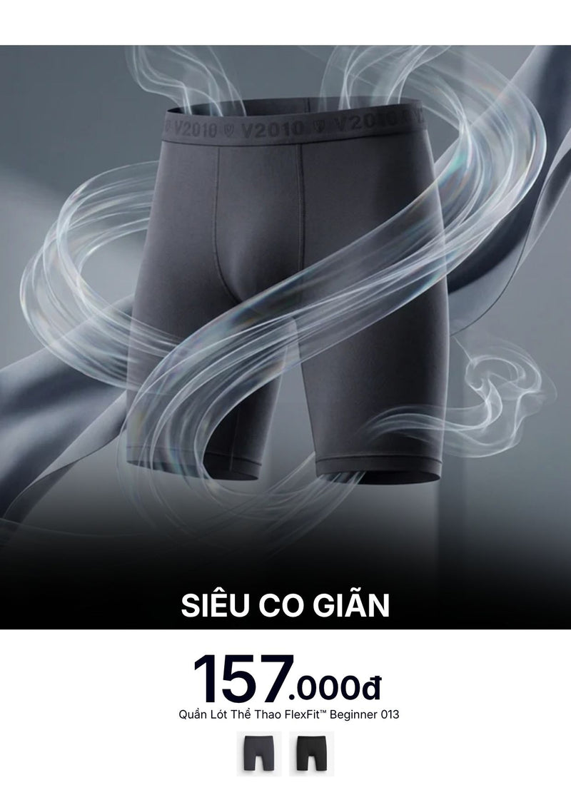 Quần Lót Thể Thao FlexFit™ Co Giãn Beginner 013 Màu Xám Đậm Boxer Dài