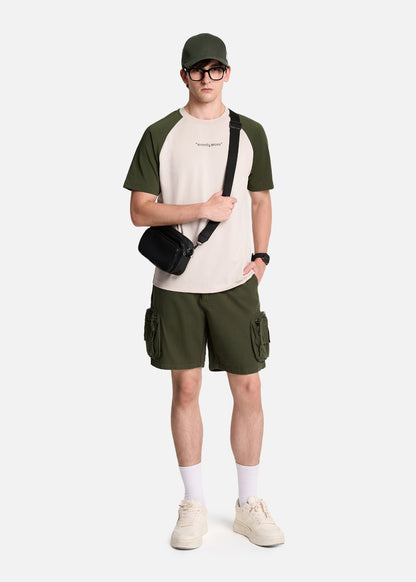 Áo Thun Raglan Phối Màu Seventy Seven 003 Be Xanh Lá