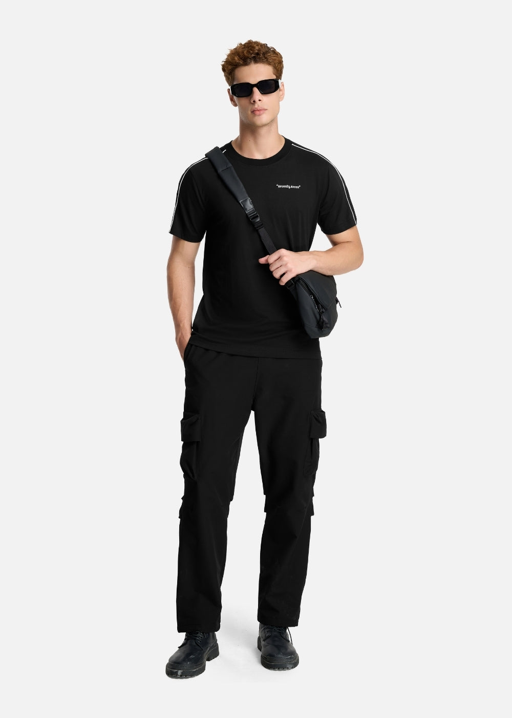 Áo Thun Cotton Line Art Co Giãn Seventy Seven 004 Đen