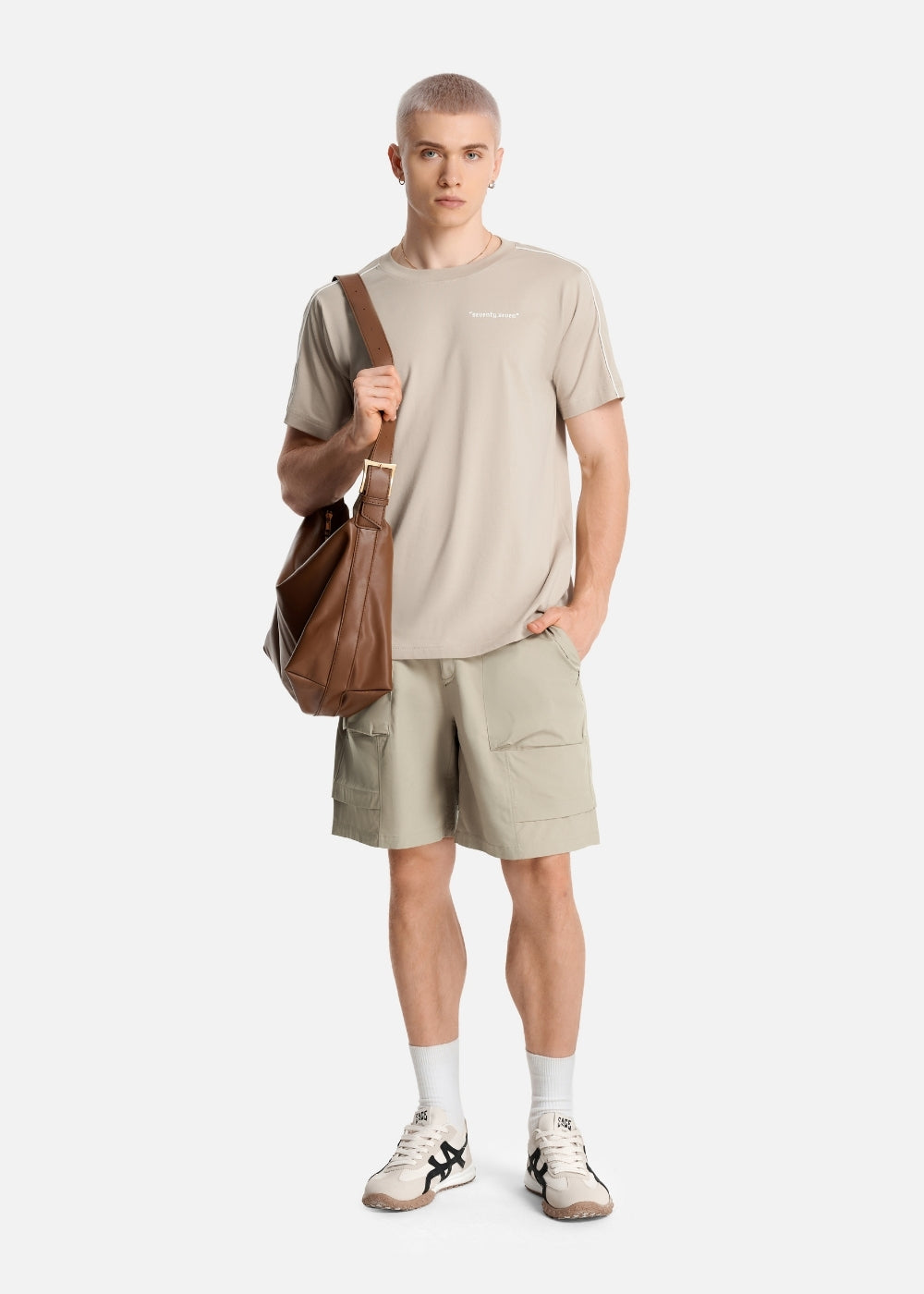 Áo Thun Cotton Line Art Co Giãn Seventy Seven 004 Nâu Nhạt