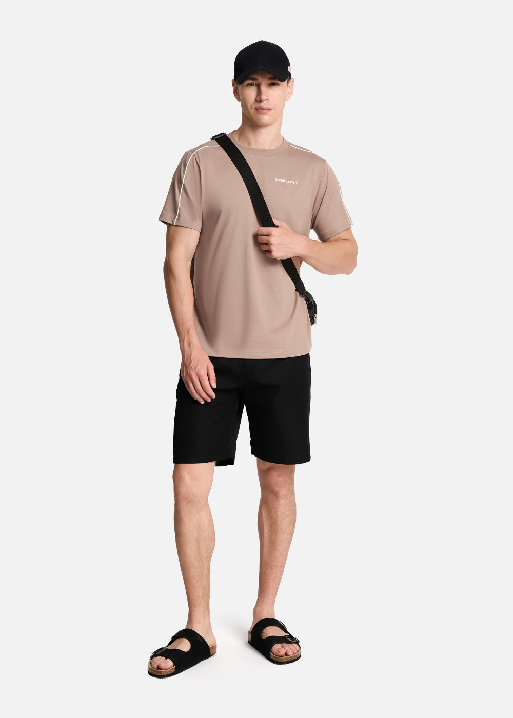 Áo Thun Cotton Line Art Co Giãn Seventy Seven 004 Nâu Đậm