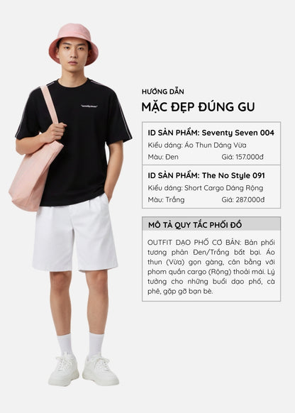 Áo Thun Cotton Line Art Co Giãn Seventy Seven 004 Đen