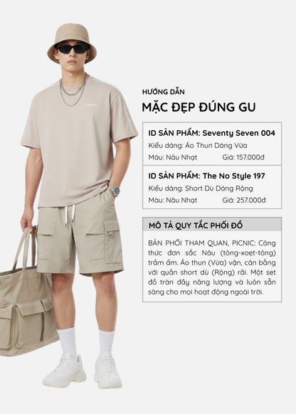 Áo Thun Cotton Line Art Co Giãn Seventy Seven 004 Nâu Nhạt