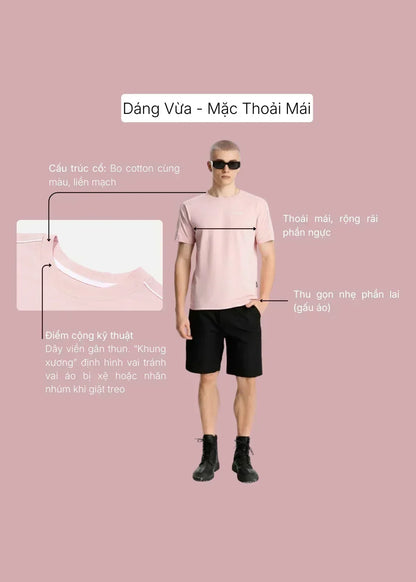 Áo Thun FlexFit™ Viền Vai Phối Màu Seventy Seven 004 Trắng Màu Đen Dáng Ôm Vừa F2
