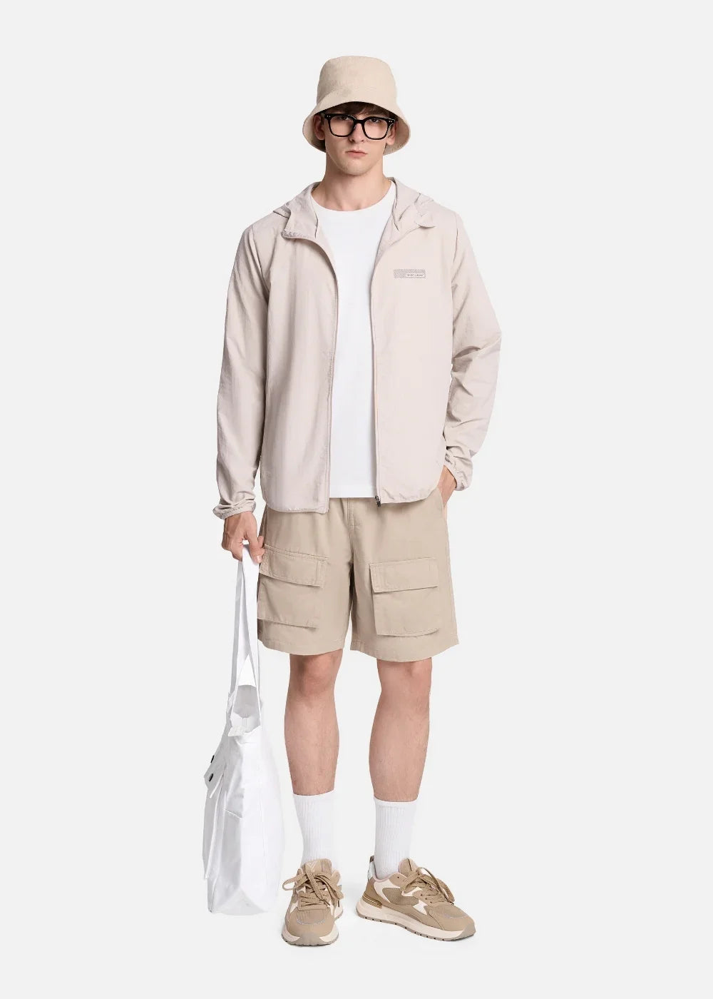 Áo Khoác Parka RainShield™ Trượt Nước Mỏng Nhẹ Chống Nắng Seventy Seven 005 Màu Be Dáng Ôm Vừa F2