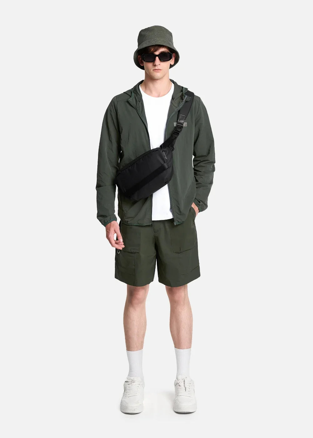 Áo Khoác Parka RainShield™ Trượt Nước Mỏng Nhẹ Chống Nắng Seventy Seven 005 Màu Xanh Lá Đậm Dáng Ôm Vừa F2