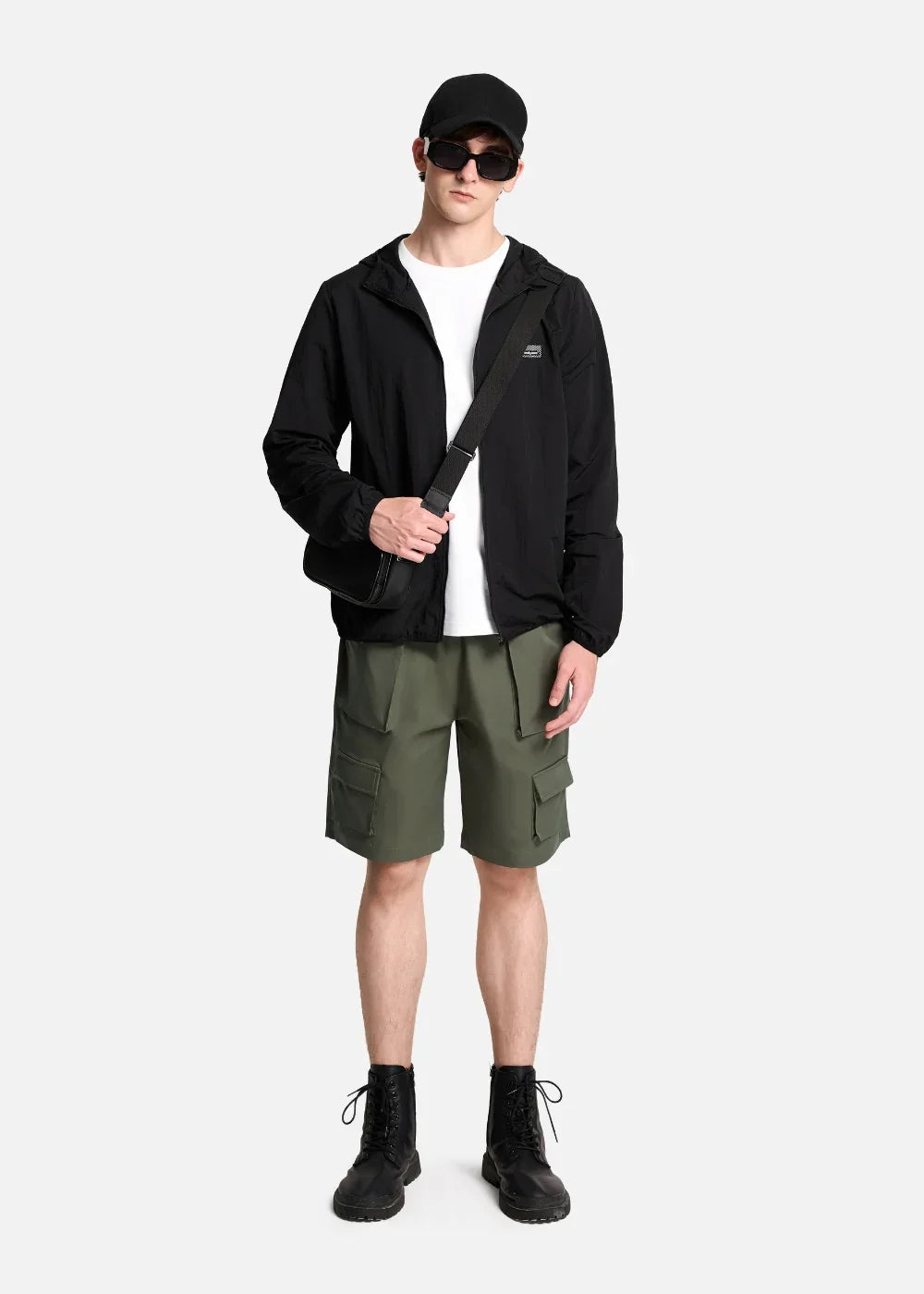 Áo Khoác Parka RainShield™ Trượt Nước Mỏng Nhẹ Chống Nắng Seventy Seven 005 Màu Đen Dáng Ôm Vừa F2