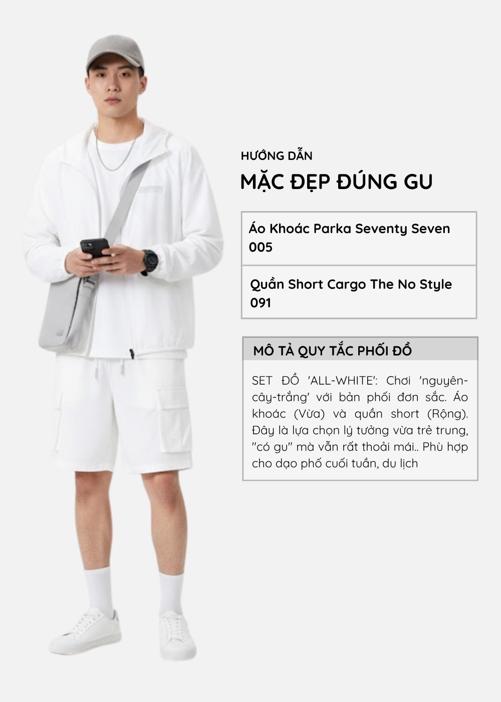 Áo Khoác Parka RainShield™ Trượt Nước Mỏng Nhẹ Chống Nắng Seventy Seven 005 Màu Trắng Dáng Ôm Vừa F2