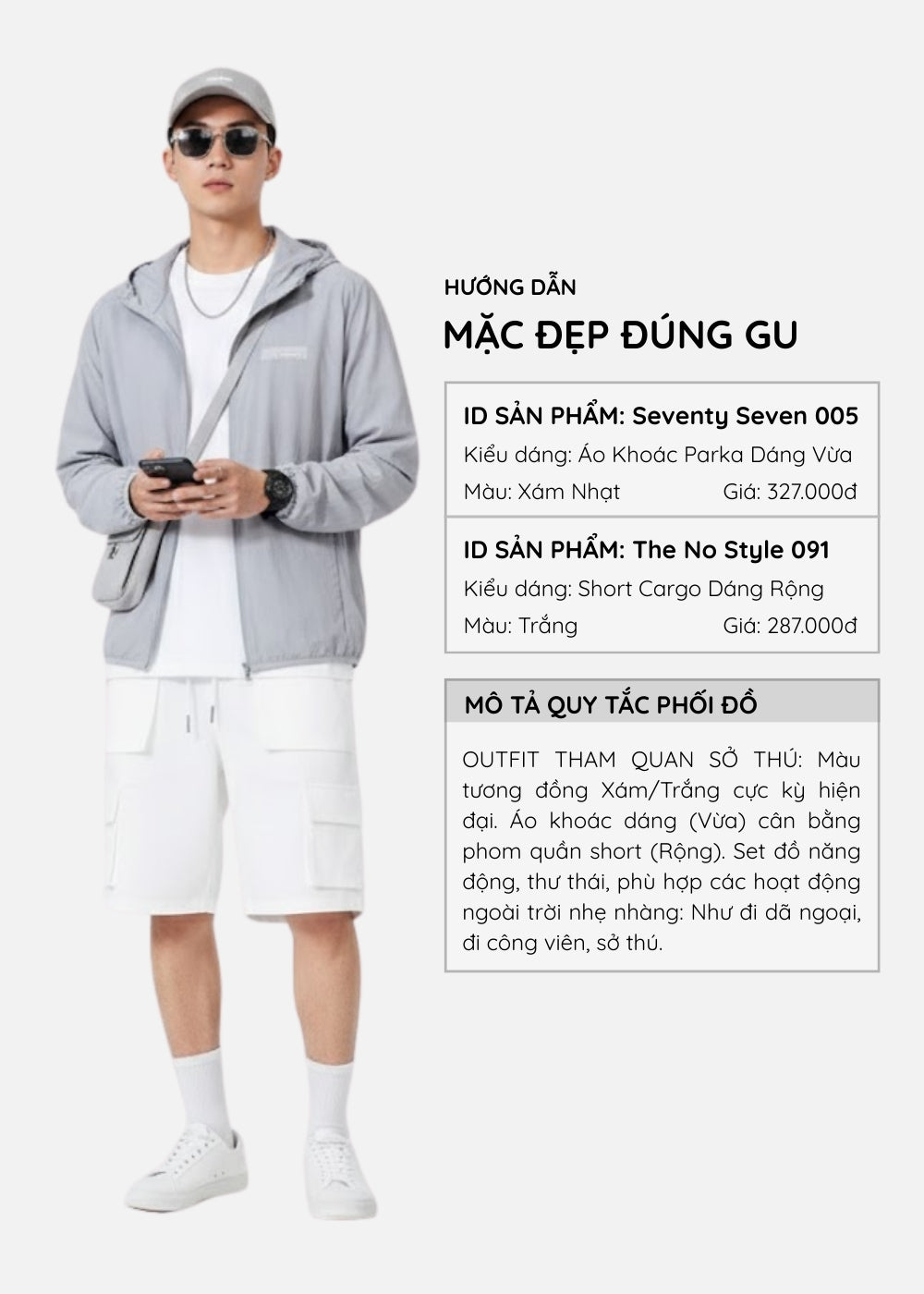 Áo Khoác Gió Trượt Nước Seventy Seven 005 Xám Nhạt