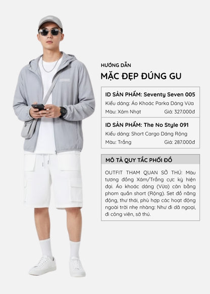 Áo Khoác Gió Trượt Nước Seventy Seven 005 Xám Nhạt