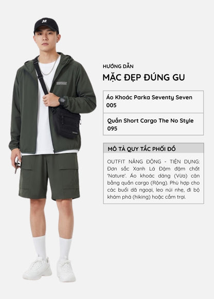 Áo Khoác Parka RainShield™ Trượt Nước Mỏng Nhẹ Chống Nắng Seventy Seven 005 Màu Xanh Lá Đậm Dáng Ôm Vừa F2