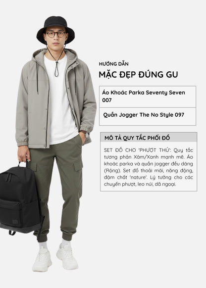 Áo Khoác Parka DurableTex™ Lai Áo Có Dây Rút Tùy 2 Kiểu Mặc Seventy Seven 007 Màu Xám Dáng Vừa Vặn F3