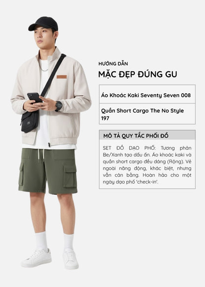 Áo Khoác Kaki DurableTex™ Đứng Phom Bền Bỉ Seventy Seven 008 Màu Be Dáng Vừa Vặn F3