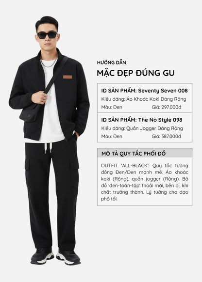 Áo Khoác Kaki Chống Nắng Bền Bỉ Seventy Seven 008 Đen