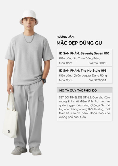 Áo Thun Tay Ngắn Waffle Thoáng Khí Seventy Seven 010 Xám