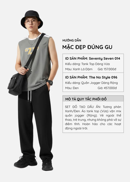 Áo Thun 3 Lỗ Cotton Thoáng Khí Seventy Seven 014 Xanh Lá Đậm