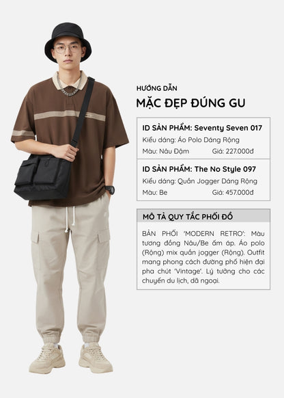 Áo Polo Pique Thoáng Khí Seventy Seven 017 Nâu Đậm