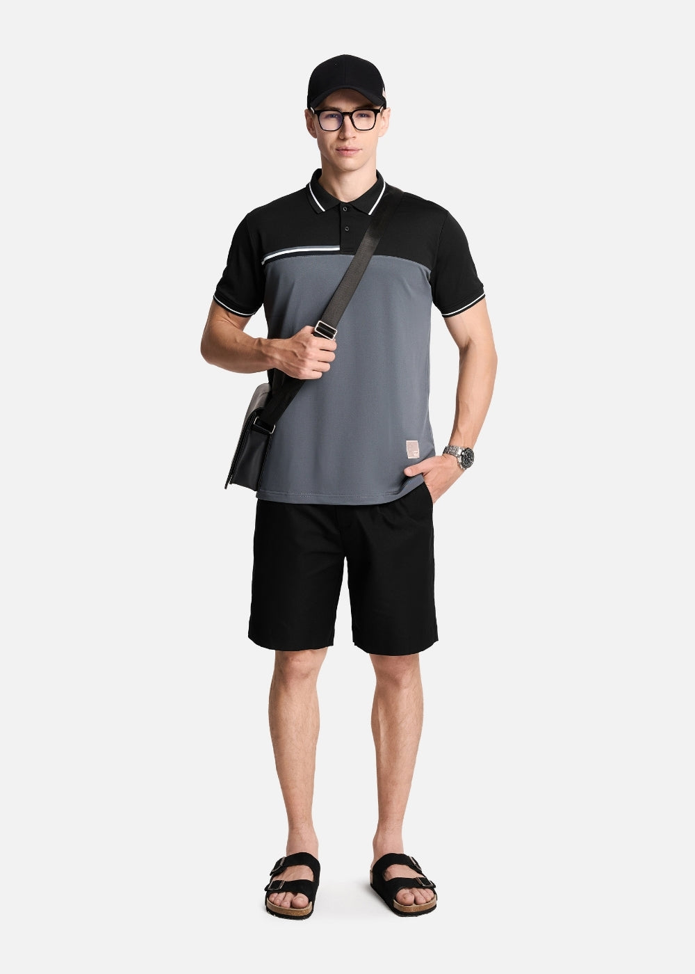Áo Polo Phối Màu Pique Thoáng Mát Seventy Seven 019 Đen Xám