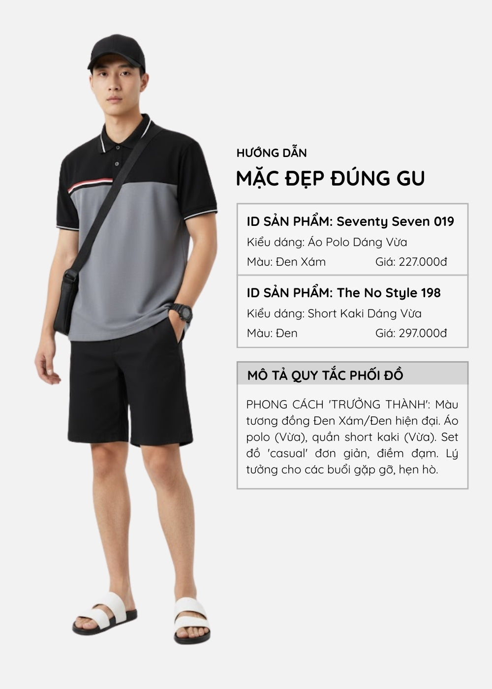 Áo Polo Phối Màu Pique Thoáng Mát Seventy Seven 019 Đen Xám