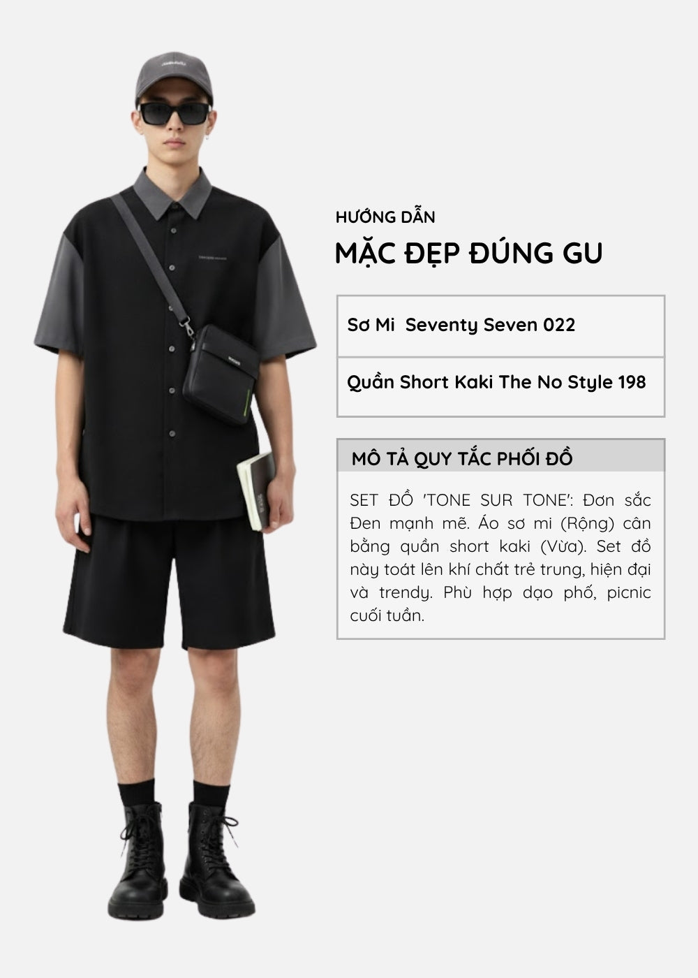 Áo Sơ Mi Tay Ngắn Nhung Tăm Cổ Điển DurableTex™ Vải Bền Chắc Seventy Seven 022 Màu Đen Dáng Rộng Rãi F4
